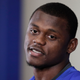 New York Giants first round draft pick Deandre Baker, selected 30th overall, talks to reporters during NFL football rookie camp, Friday, May 3, 2019, in East Rutherford, N.J.